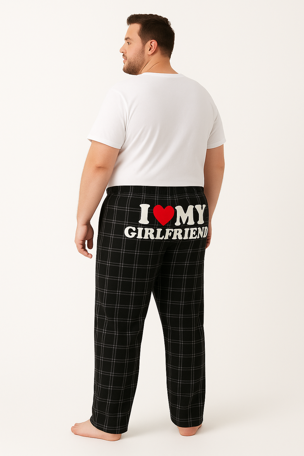 I Love My Girlfriend plaid Pajamas - Luxurious Soft Plushie Loungewear in Black Sizes X-Small to 3XL for Ultimate Comfort and Timeless Style Nightwear